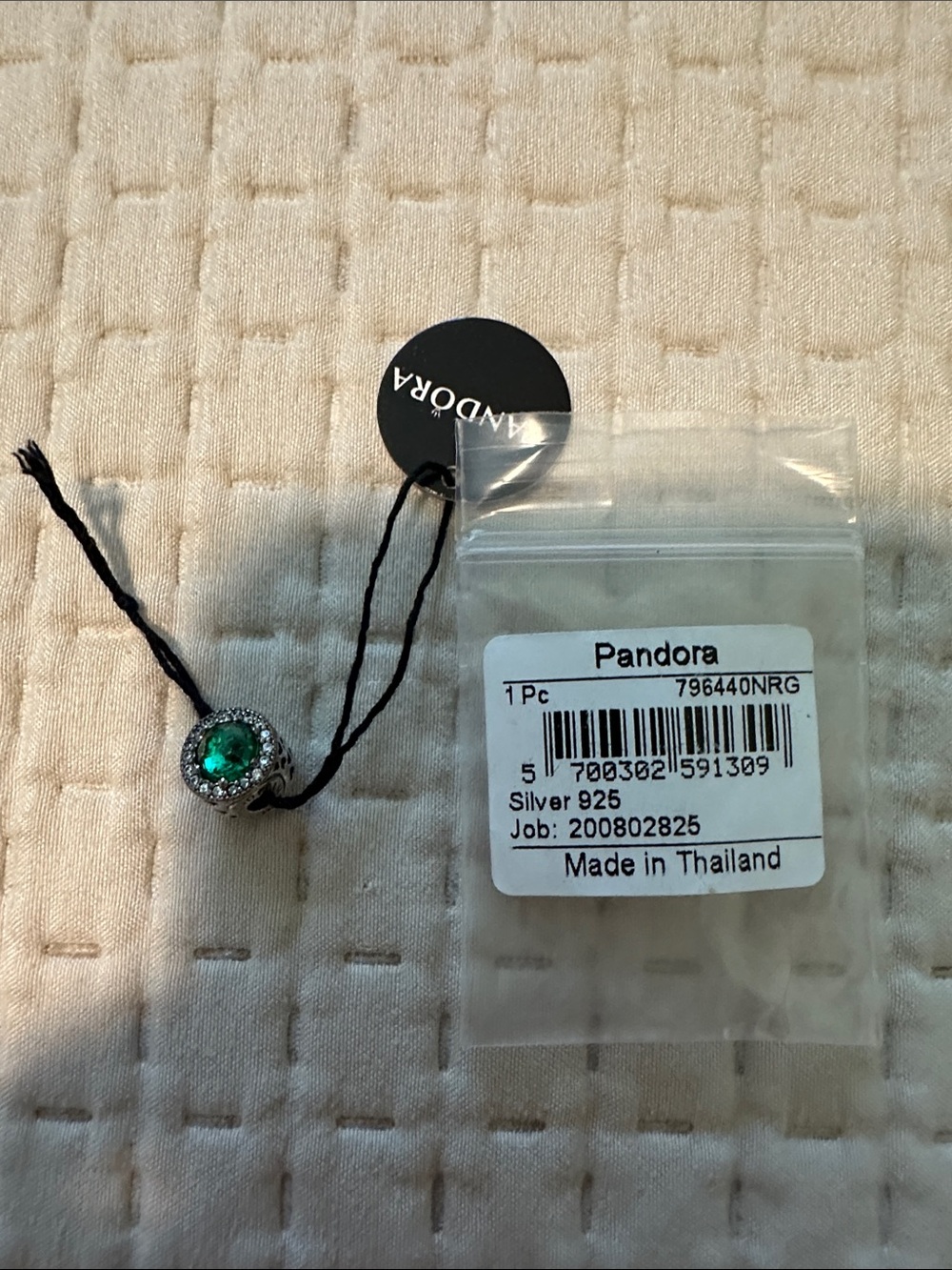 Pandora Silver Green CZ Pavé Round Charm